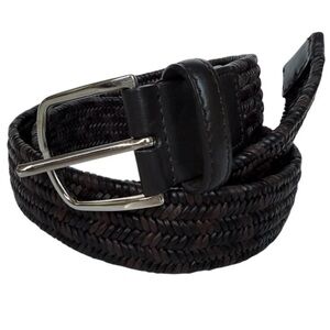 Del Toro Made in Italy Mens Brown Woven Leather Belt Sz Medium